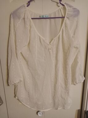 Maurices Cream Embroidered Peasant Tunic